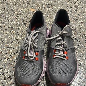 Gray and Orange Athletic Shoes- On running brand